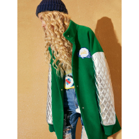 冬装街头立领长款宽松拼接毛呢格子大衣外套女-732083_1