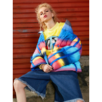 冬装欧美高领彩虹条纹印花拼接街头风羽绒服女-732007_1