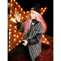 冬装女士贴布绣PU拼接棒球服式立领呢子毛呢大衣外套女长款642125_1