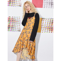 妖精的口袋春装复古套头碎花a字裙连衣裙女A-8100014