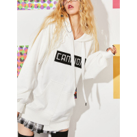 妖精的口袋春装新运动休闲套头长袖宽松中长卫衣女A-8103016