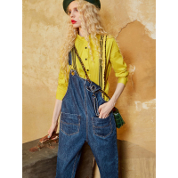 秋装复古优雅宽松上衣木耳边衬衣立领长袖衬衫女-734043_1