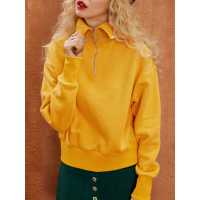 秋装欧美街头宽松拉链翻领落肩木耳边卫衣女734160_1