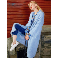 秋冬装宽松仿貂绒开衫连袖设计中长款毛衣女-739030_1