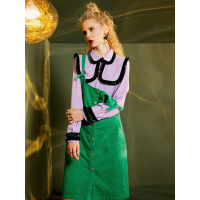 秋装复古纽扣宽松灯芯绒背带连衣裙女中裙-737008_1