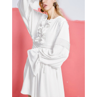 妖精的口袋Y春装新宽松甜美长袖套头仙气连衣裙女C8100002