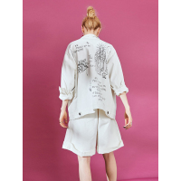 妖精的口袋Y春装宽松趣味印花涂鸦基础外套女A8104028预