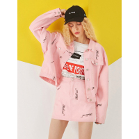 春装ulzzang字母棉chic时髦套装裙气质两件套女A-8112005