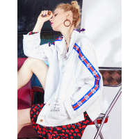 妖精的口袋字母抄春季织带装饰翻领基础外套