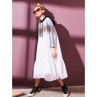 妖精的口袋报告班长春季拼接连帽卫衣裙