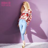 妖精的口袋放肆聊骚春季宽松花卉长袖衬衫