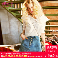 妖精的口袋Y百搭衬衫春装优雅V领系带宽松衬衣女A