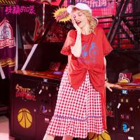 妖精的口袋Yins超火裙子春装撞色蕾丝边短袖连衣裙女J_1