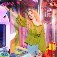 妖精的口袋Y蕾丝花边衬衫春装长袖棉麻蓬蓬上衣娃娃衫J_1