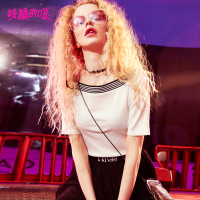 妖精的口袋Y原宿风打底衫春装条纹修身知性长袖针织衫女K