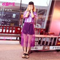 妖精的口袋Ychic衣服女夏装网纱罩衫学生透视短袖T恤J