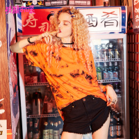 妖精的口袋涂鸦梦想家夏季扎染圆领T恤_1