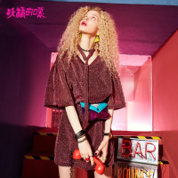 妖精的口袋Y冷淡风连衣裙显瘦夏装亮丝原宿风短袖裙子女K