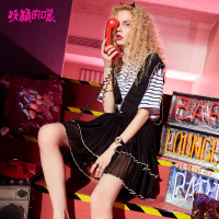 妖精的口袋Y少女心仙女裙夏装学生背带半身裙黑色短裙女J