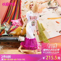 妖精的口袋Y小心机裙子夏装chic短袖荷叶边裙连衣裙女J_1