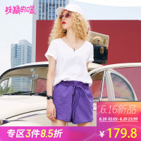 妖精的口袋Y针织裤子夏装高腰chic原宿风气质松紧短裤女K_2