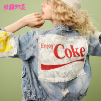 妖精的口袋糖梨煎雪秋季拼接个性牛仔外套_1