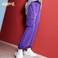 妖精的口袋Y帅气裤子女秋装束脚口喇叭型显瘦嘻哈长裤_1