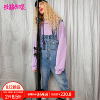 妖精的口袋Y秋装九分破洞背带裤子水洗原宿风牛仔裤女潮J_1