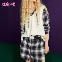 妖精的口袋Y小清新套装秋装学院格子两件套裙子黑白格女J_1