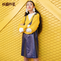 妖精的口袋Y带无袖v领短裙秋装韩版紫色背带连衣裙女J_1