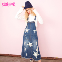 妖精的口袋Y欧货a字裙子秋装中长裙chic背带连衣裙女J_1