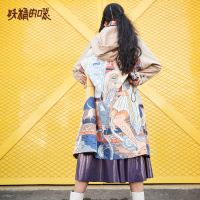 妖精的口袋Y女秋款外套秋装欧货长款长袖宽松连帽风衣女M_2
