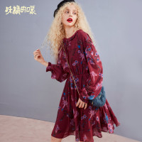 妖精的口袋Y气质碎花连衣群秋装欧货中长款chic早秋裙女J_2