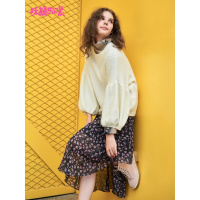 妖精的口袋Y网红毛衣灯笼袖小清新秋装上衣甜美针织衫女J_2