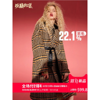 妖精的口袋Y秋冬季2018新款流行格子毛呢外套中长款呢子大衣女潮R