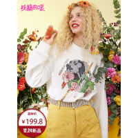 妖精的口袋秋冬卡通图案宽松cec卫衣长袖圆领套头上衣女_1