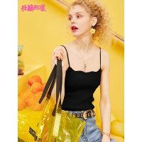 妖精的口袋野兽派春装2019女花边领性感内搭针织吊带背心挂脖上衣