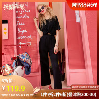 妖精的口袋坠感阔腿裤套装2019秋季新款女学生短袖两件套洋气俏皮