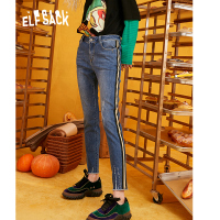 妖精的口袋修身显瘦小脚牛仔裤2019秋冬季新款女紧身九分铅笔裤子