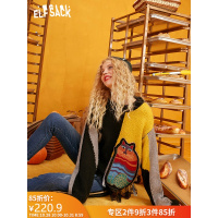 妖精的口袋拼接撞色毛衣2019秋冬季新款女慵懒风宽松学生针织衫潮