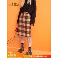 妖精的口袋网纱拼接格子半身裙2019秋冬季新款女复古a字短裙子潮