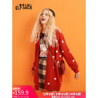 妖精的口袋waitmore波点毛衣开衫2019秋季新款女宽松针织衫外套潮