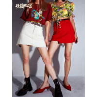 妖精的口袋牛仔裙半身裙a字裙女士2019夏季新款不规则短裙子