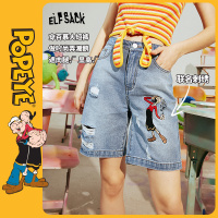 【大力水手联名】妖精的口袋破洞刺绣牛仔短裤女2020春夏新款裤子