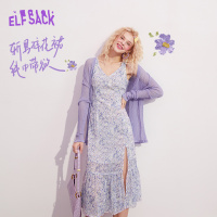 【新款】妖精的口袋碎花开叉吊带连衣裙女2020夏v领显瘦雪纺裙子