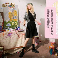 【新款】妖精的口袋黑色格子衬衫连衣裙女2020夏宽松显瘦法式