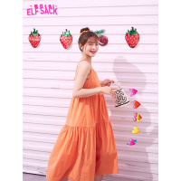 【新款】妖精的口袋v领吊带连衣裙女2020夏法式温柔风露肩a字裙子