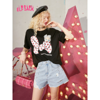 【新款】妖精的口袋铆钉高腰牛仔短裤女2020夏季薄款显瘦破洞裤子