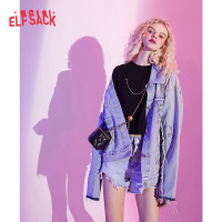 【新款】妖精的口袋涂鸦薄款牛仔外套女2020秋韩版宽松ins潮上衣