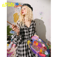 【新款】妖精的口袋格子泡泡袖雪纺连衣裙女2020年夏法式裙子